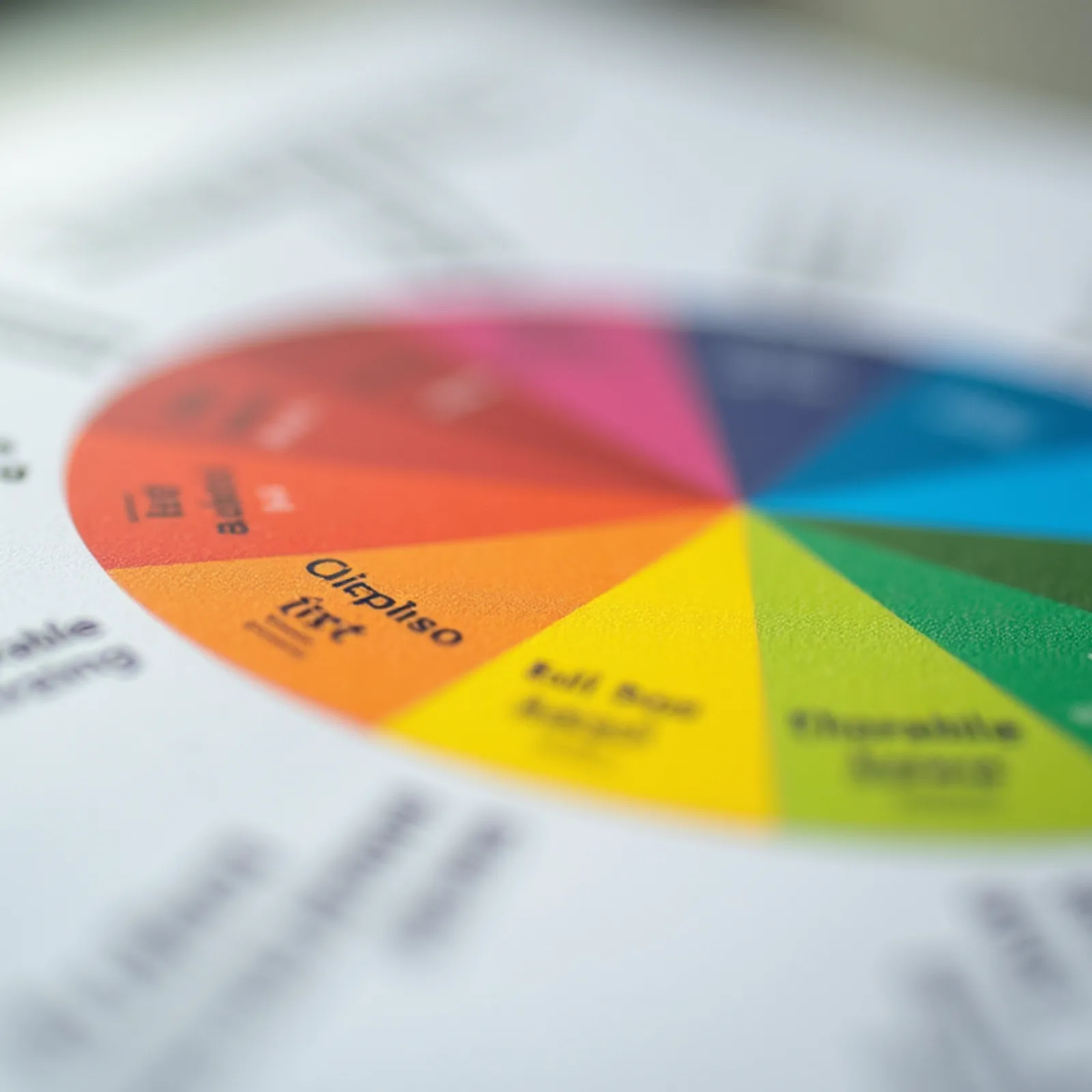 Close-up view of a personality traits chart with colorful segments